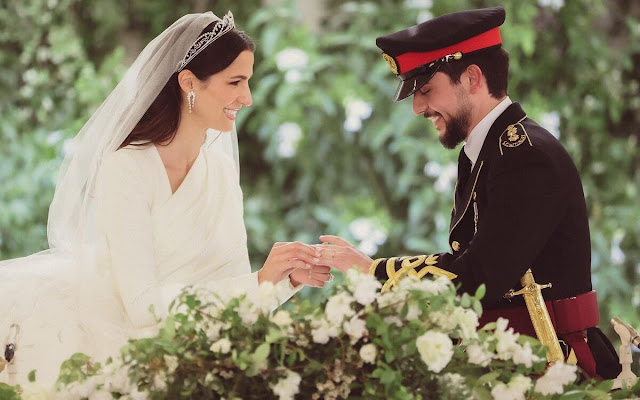 Crown Prince Hussein and his bride Princess Rajwa