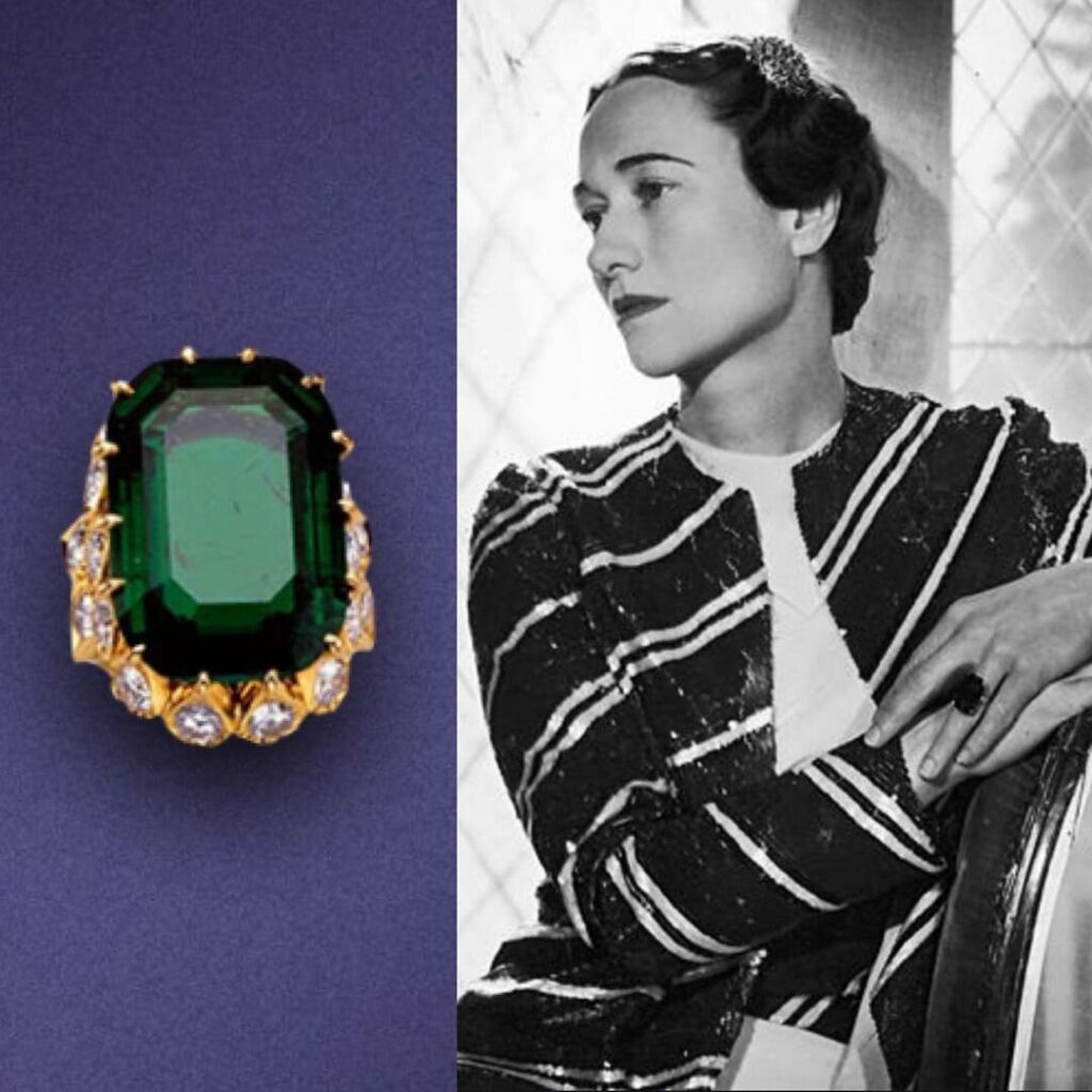 Wallis Simpson and her emerald engagement ring