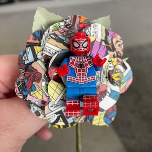 comic book pages turned into wedding bouquet