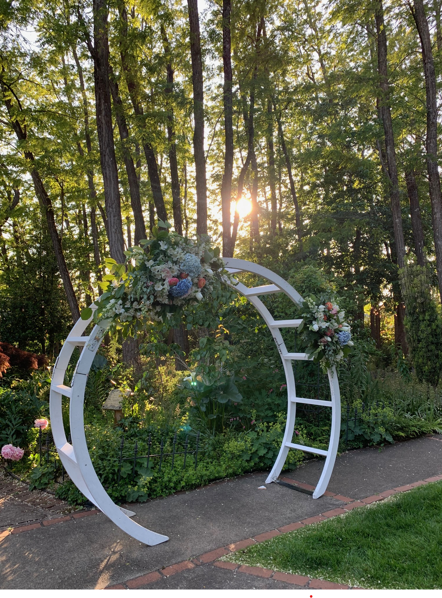 woven floral arch at Ainsworth House & Gardens