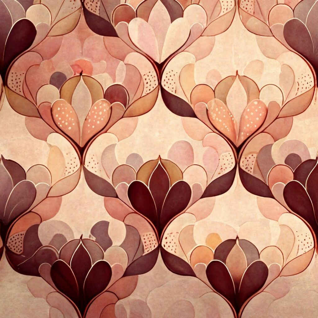 burgundy and peach lotus design