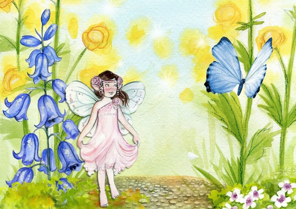a girl fairy in a garden