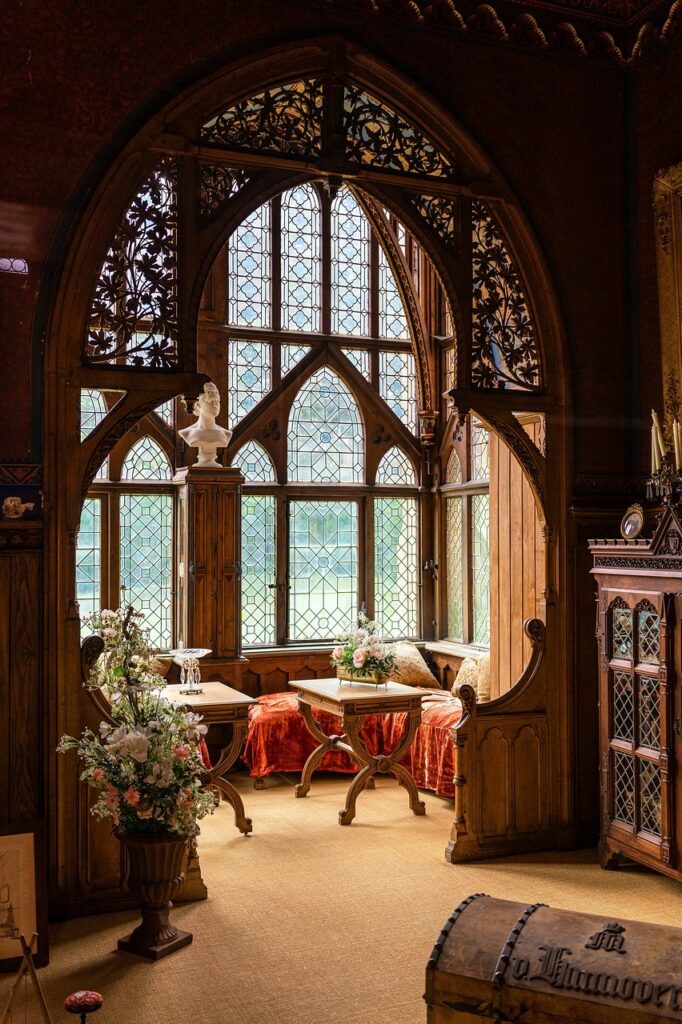 room in a castle looking out through window