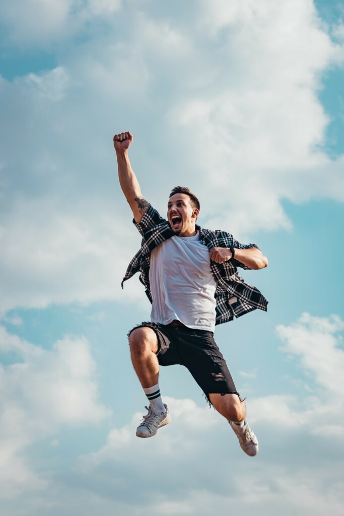 happy man jumping