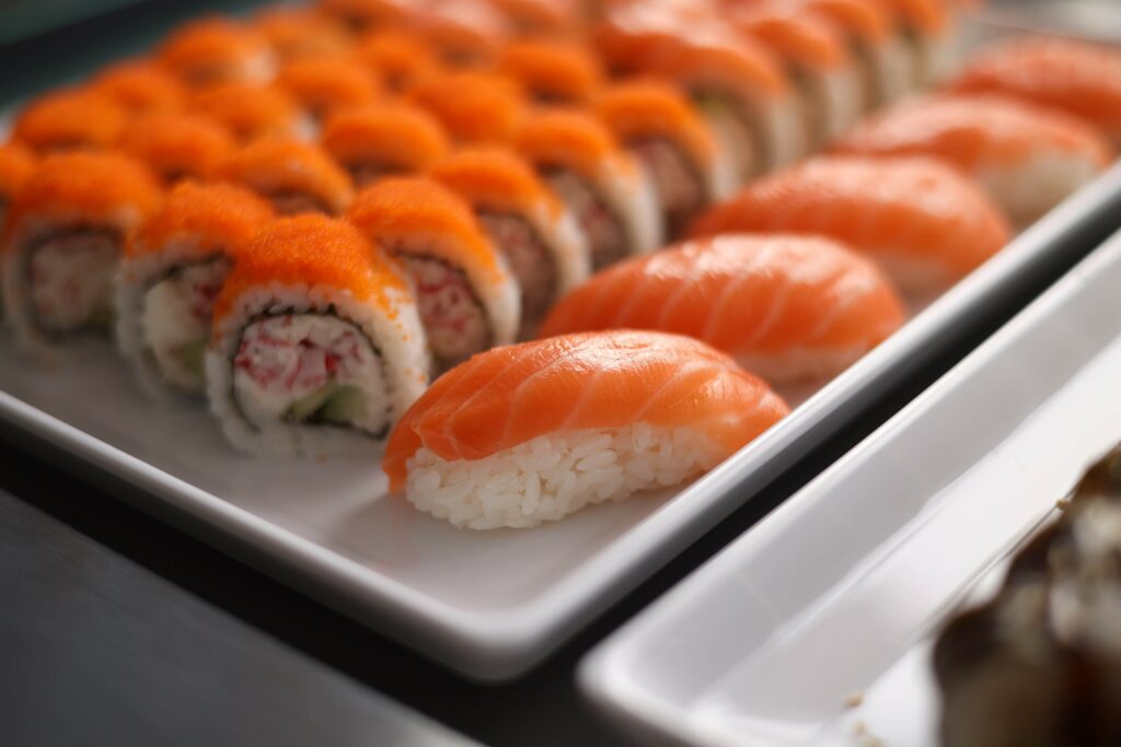 display of sushi