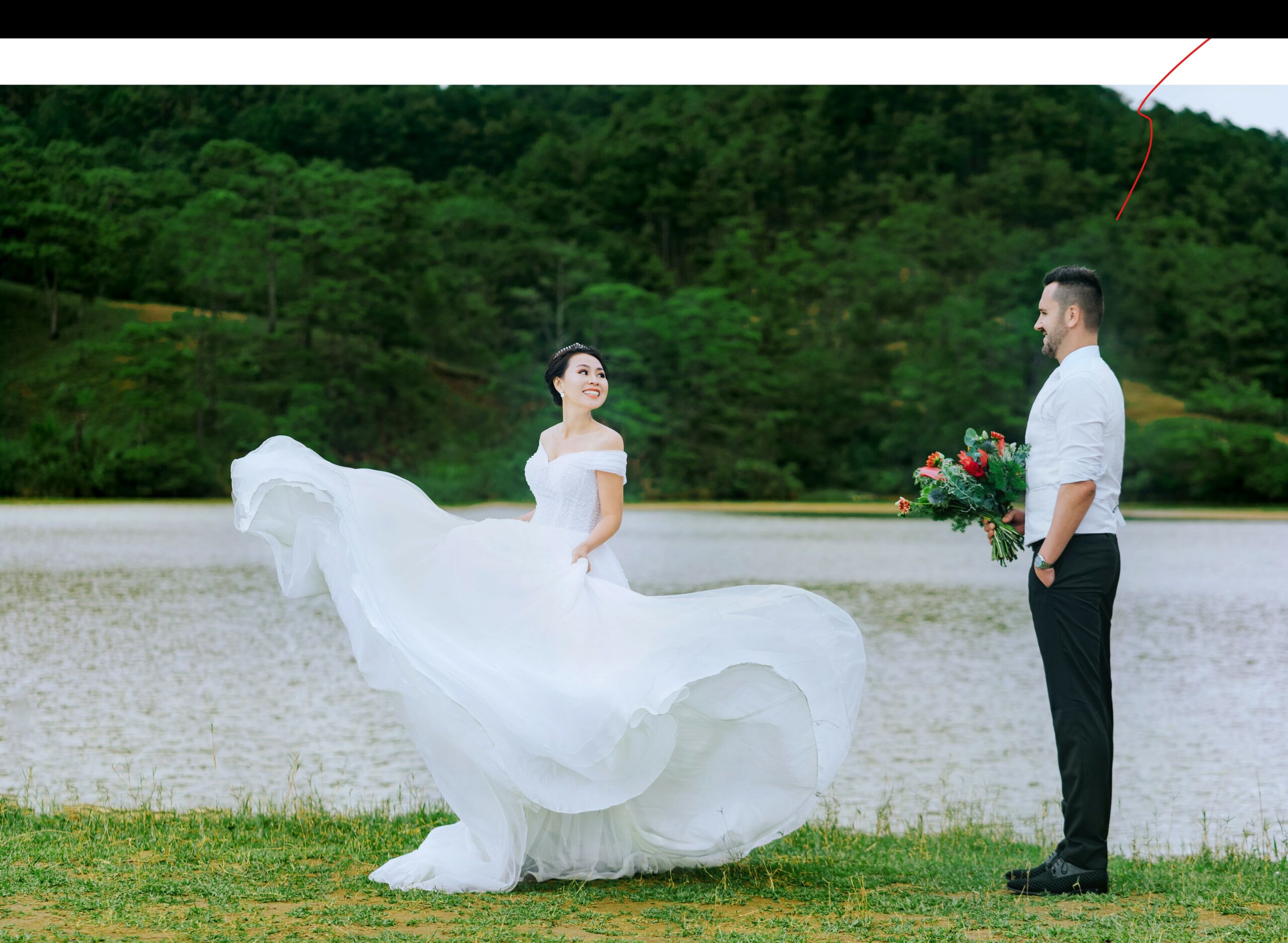 bride twirls in her wedding dress