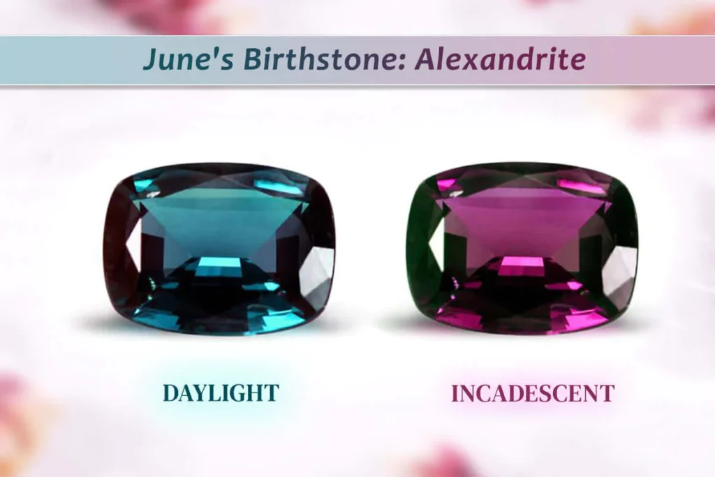 Alexandrite in daylight and later Diamonddrensu