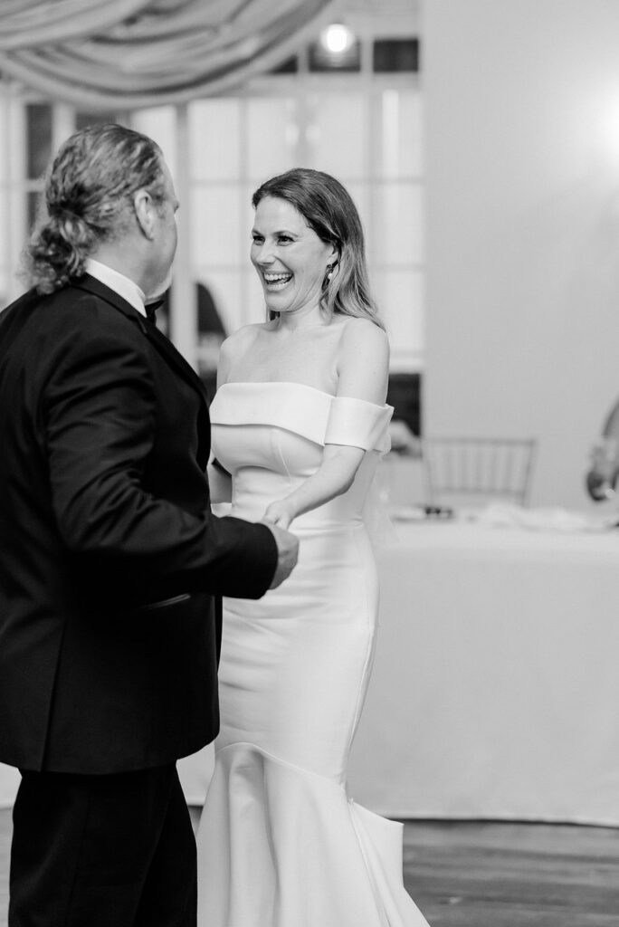 father daughter wedding dance bride laughs