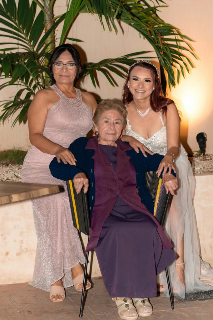 bride, her mother and grandmother