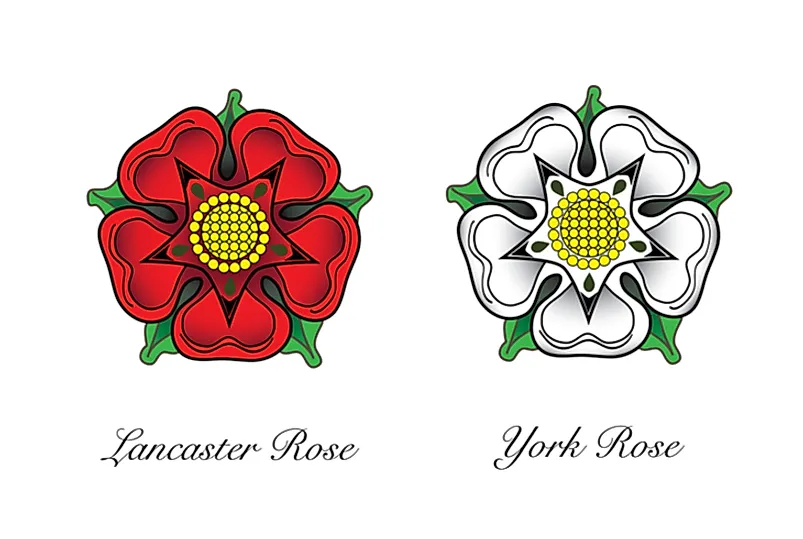 War of the Roses Lancaster red rose and York white rose WorldAtlas.com