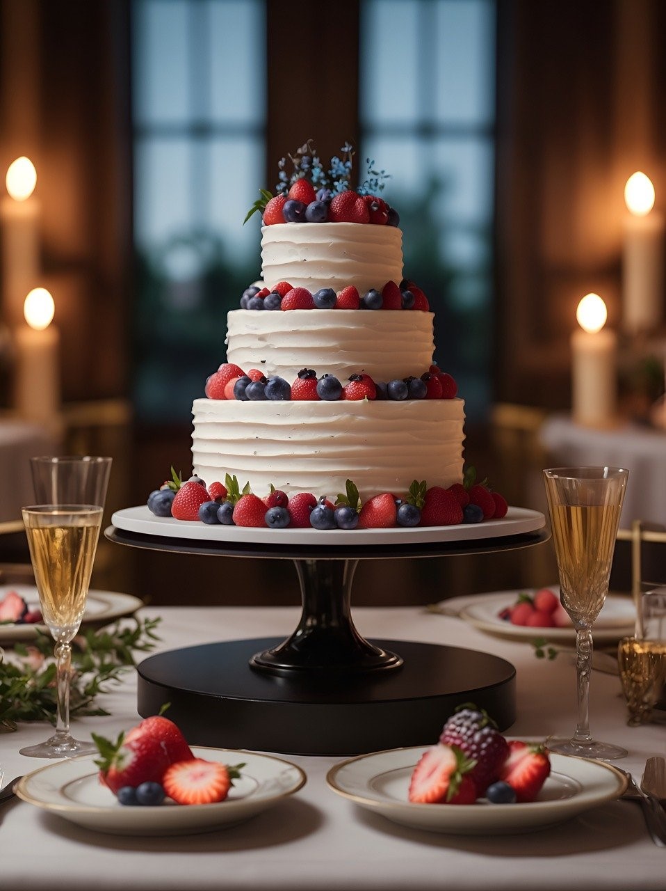 wedding cake with fresh fruits