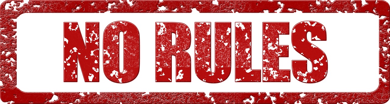 Red letters "No Rules" on a white background from Pixabay.com.