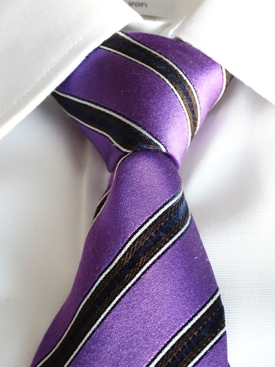 purple and black sriped tie