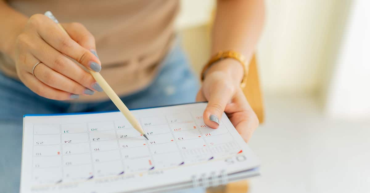 wedding planning on a calendar